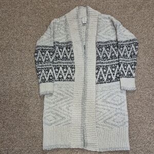 Joie Cream and Gray Patterned Cardigan Size Small